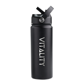 Powder Coated Water Bottle - Black Straw
